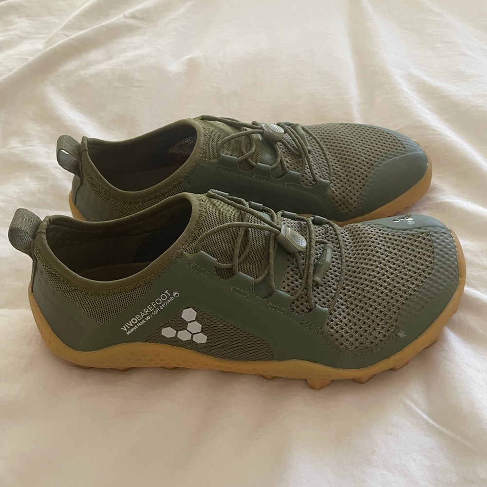 Olive green Vivo Barefoot Primus Trail shoe